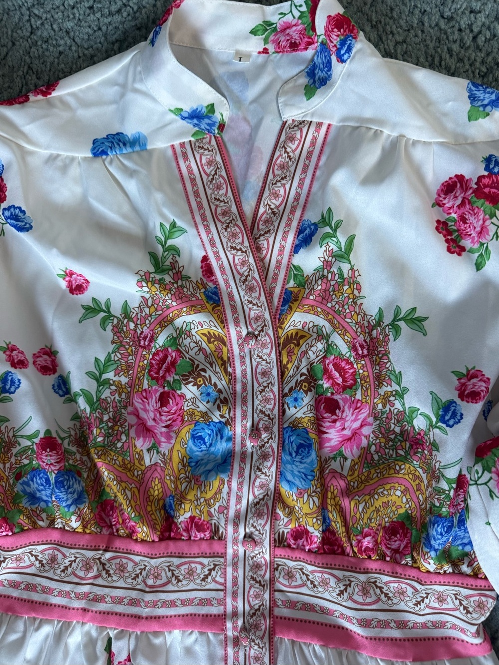 SHEIN White Floral Paisley Mini Dress with Pink & Blue Accents - Picture 13 of 14